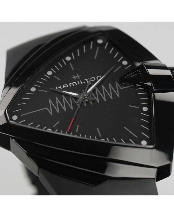 HAMILTON Ventura XXL Bright Black Rubber Strap