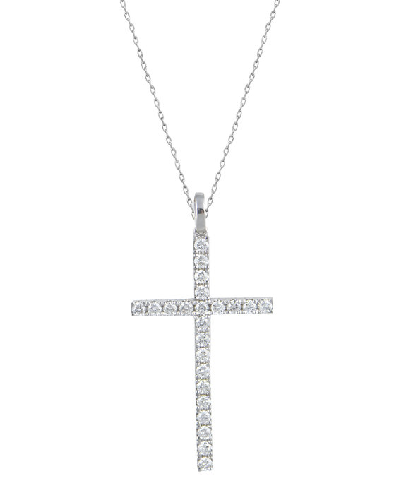 Βαπτιστικός σταυρός κολιέ SAVVIDIS από λευκόχρυσo 18Κ με Διαμάντια