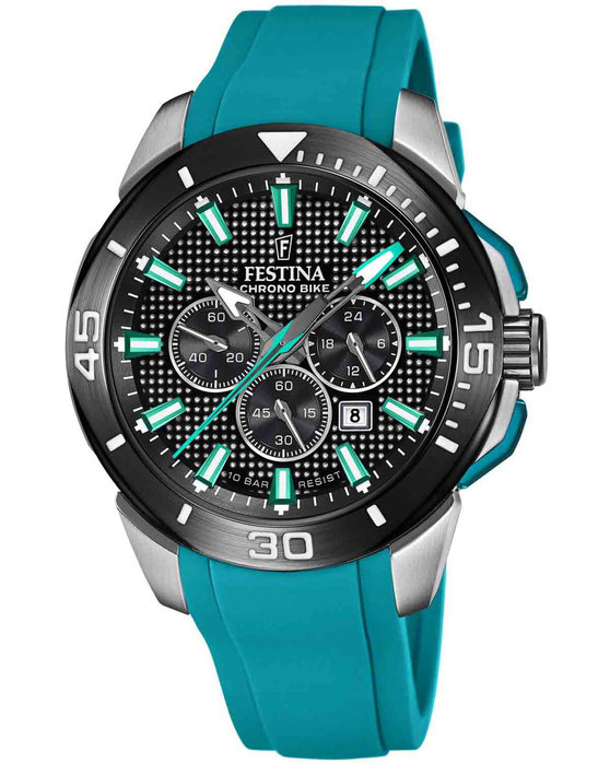 FESTINA Chrono Bike Chronograph Light Blue Rubber Strap kosmima.gr