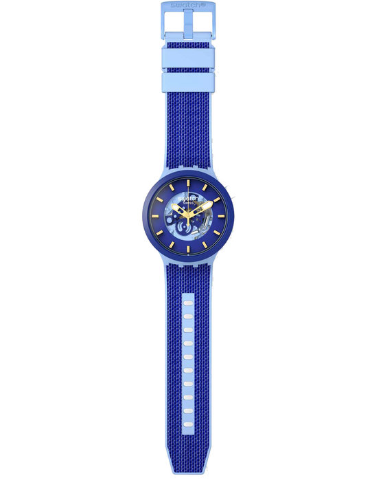 SWATCH Big Bold Bouncing Blue Two Tone Combined Materials Strap