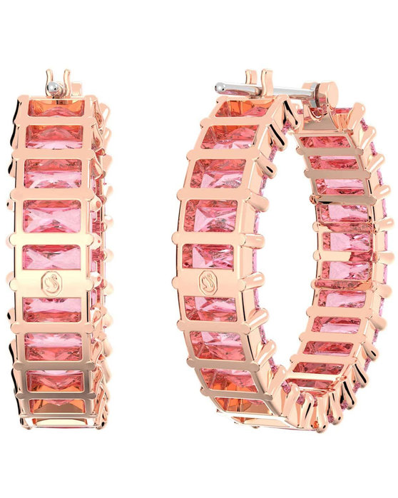 SWAROVSKI Pink Matrix hoop earrings (baguette cut)