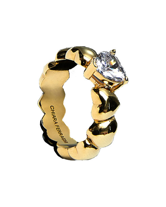 Δαχτυλίδι CHIARA FERRAGNI Cuoricino από επιχρυσωμένο (18Κ) κράμα μετάλλων με καρδιά (No 12)