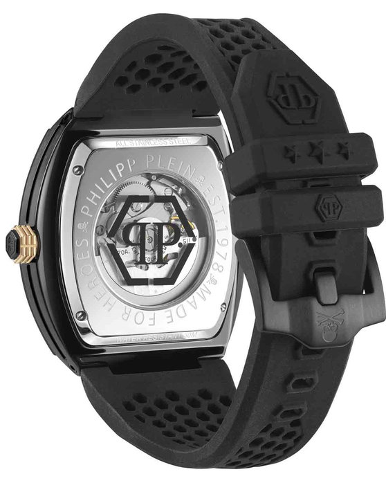 PHILIPP PLEIN The Skeleton Crystals Automatic Black Rubber Strap