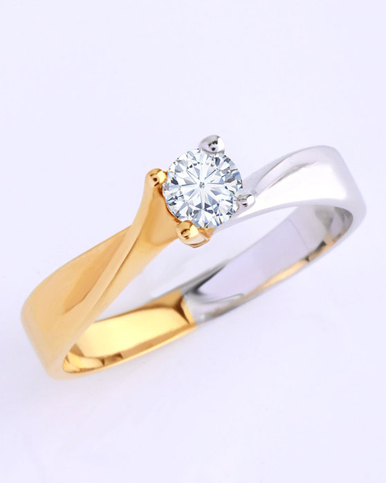 Μονόπετρο δαχτυλίδι δίχρωμο SAVVIDIS από χρυσό 18Κ και διαμάντια (No 54)