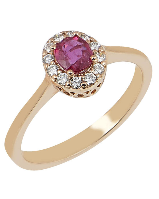 Δαχτυλίδι FaCad'oro από ροζ χρυσό 18Κ με ρουμπίνι και διαμάντια (No 54)