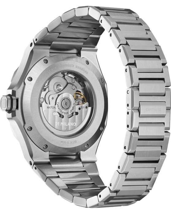 D1 MILANO Skeleton Automatic Silver Stainless Steel Bracelet