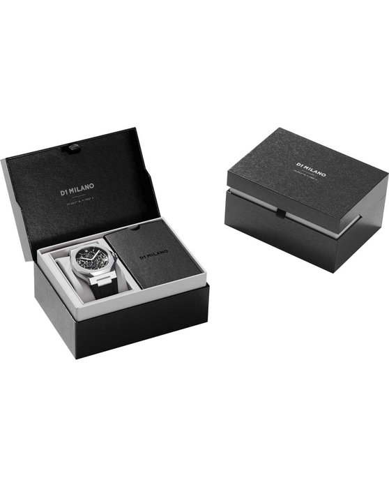 D1 MILANO Skeleton Automatic Black Rubber Strap