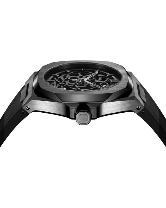 D1 MILANO Skeleton Automatic Black Rubber Strap