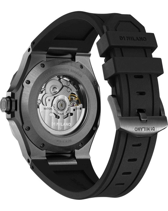 D1 MILANO Skeleton Automatic Black Rubber Strap