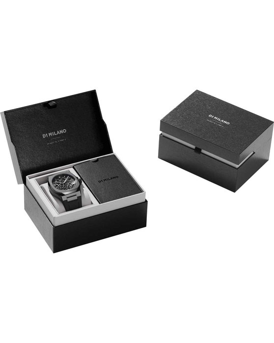 D1 MILANO Skeleton Automatic Black Rubber Strap