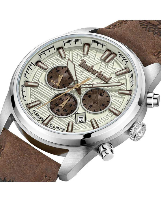 TIMBERLAND Northbridge Dual Time Brown Leather Strap