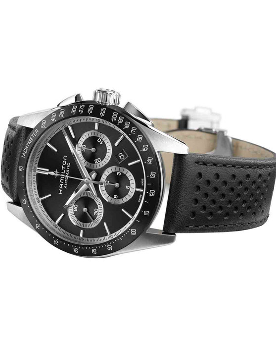 HAMILTON Jazzmaster Performer Automatic Chronograph Black Leather Strap