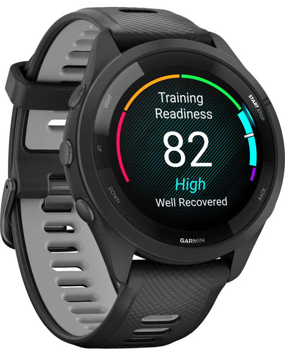 GARMIN Forerunner 265 with Black/Powder Gray Silicone Band