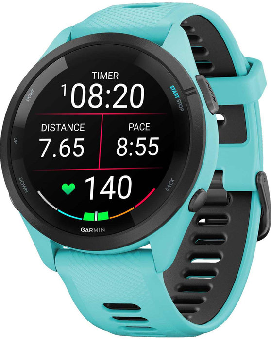 GARMIN Forerunner 265 with Aqua/Black Silicone Band - kosmima.gr