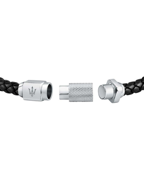 MASERATI Stainless Steel and Leather Bracelet