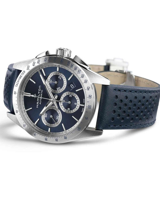 HAMILTON Jazzmaster Performer Automatic Chronograph Blue Leather Strap