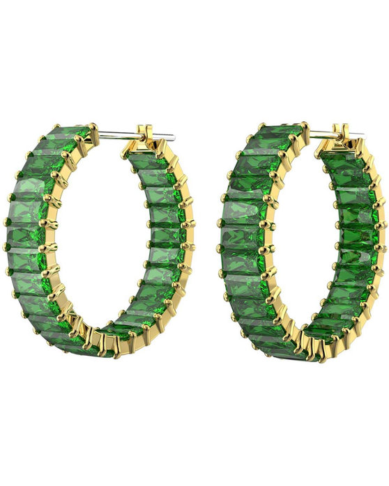 SWAROVSKI Green Matrix hoop earrings (baguette cut)