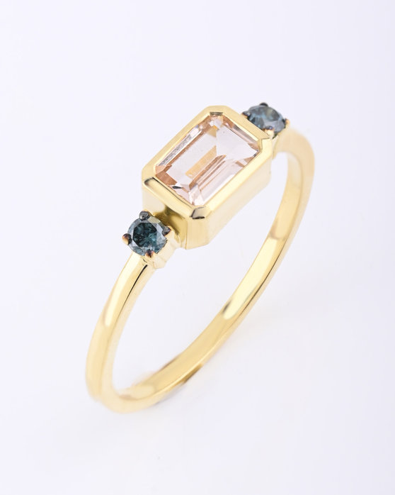 Δαχτυλίδι SAVVIDIS από χρυσό 18Κ με μπλε διαμάντια και μοργανίτη (No 54)