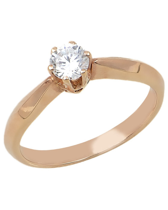 14ct Rose Gold Solitaire Engagement Ring with Zircons by SAVVIDIS (Νο 53)