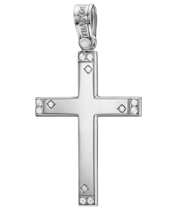 Βαπτιστικός σταυρός TRIANTOS από λευκόχρυσο 14Κ με ζιργκόν