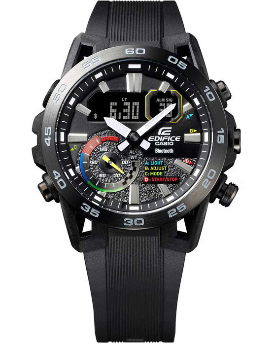 CASIO Edifice Sospensione Dual Time Chronograph Black Rubber Strap