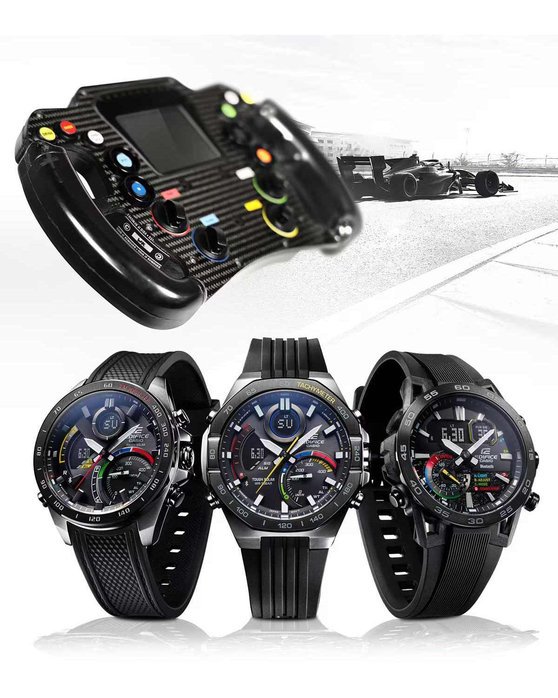 CASIO Edifice Sospensione Dual Time Chronograph Black Rubber Strap