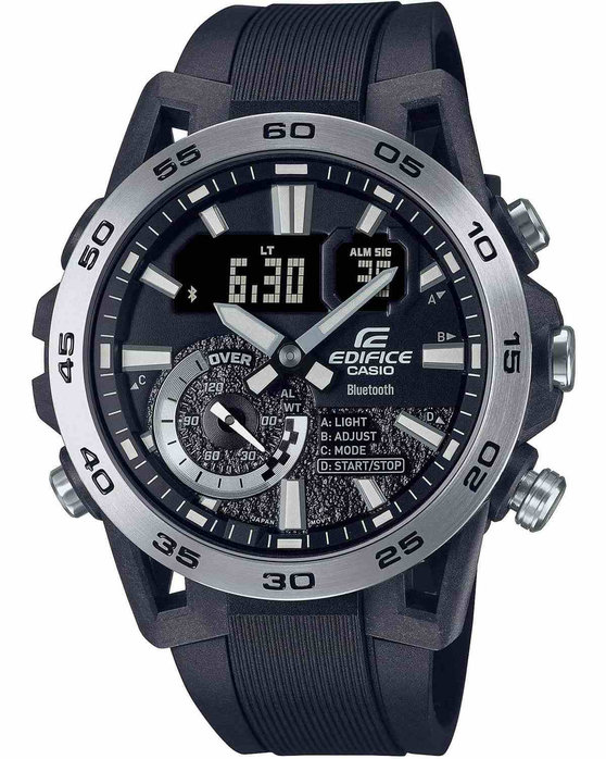 Casio chronograph best sale black rubber strap