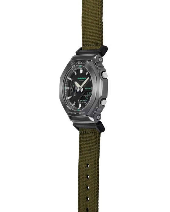 G-SHOCK Dual Time Chronograph Olive Green Fabric Strap