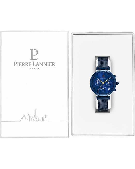 PIERRE LANNIER Lutecia Chronograph Blue Stainless Steel Bracelet