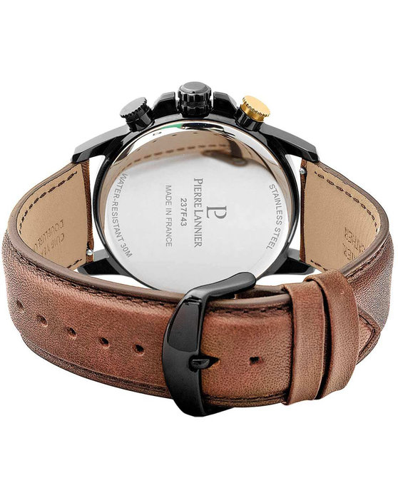 PIERRE LANNIER Sentinelle Chronograph Brown Leather Strap