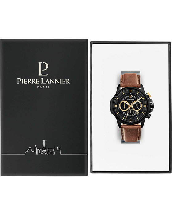 PIERRE LANNIER Sentinelle Chronograph Brown Leather Strap