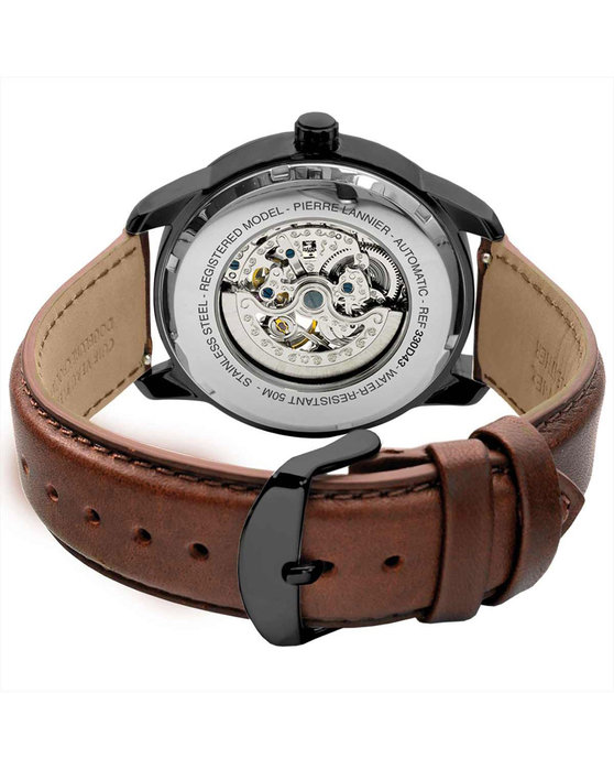 PIERRE LANNIER Automatic Chronograph Black Leather Strap