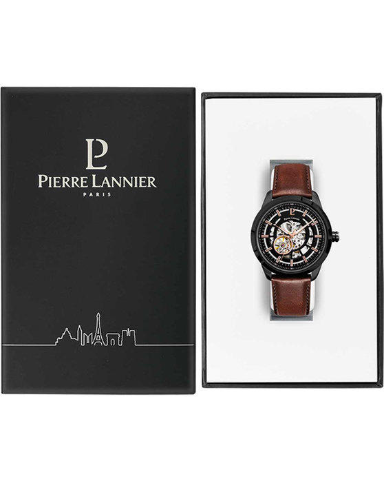 PIERRE LANNIER Automatic Chronograph Black Leather Strap