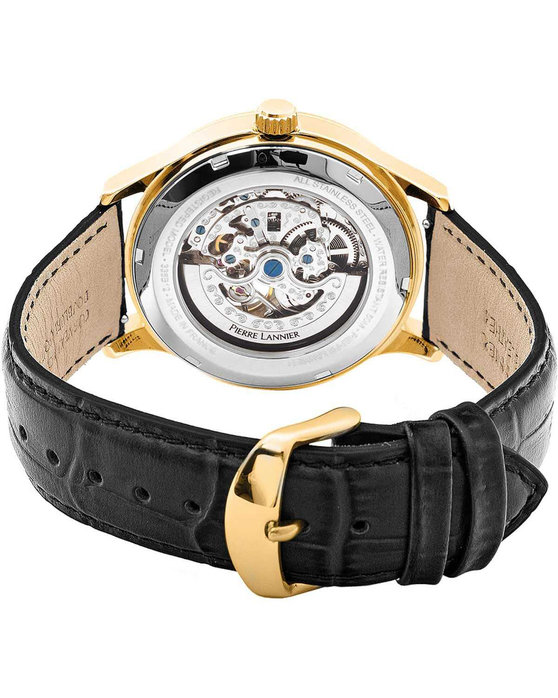 PIERRE LANNIER Fleuret Automatic Black Leather Strap