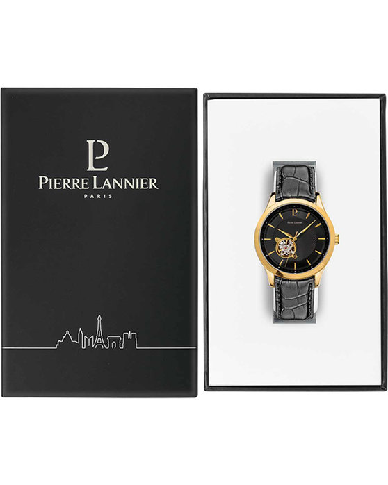 PIERRE LANNIER Fleuret Automatic Black Leather Strap