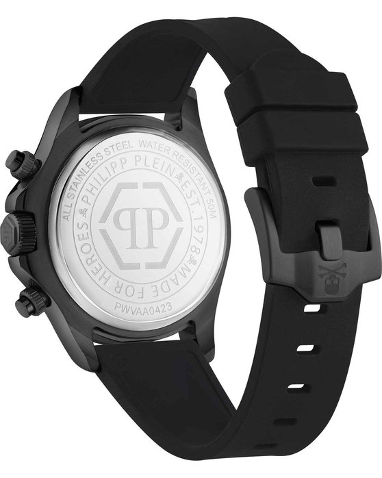 PHILIPP PLEIN Nobile Crystals Chronograph Black Rubber Strap