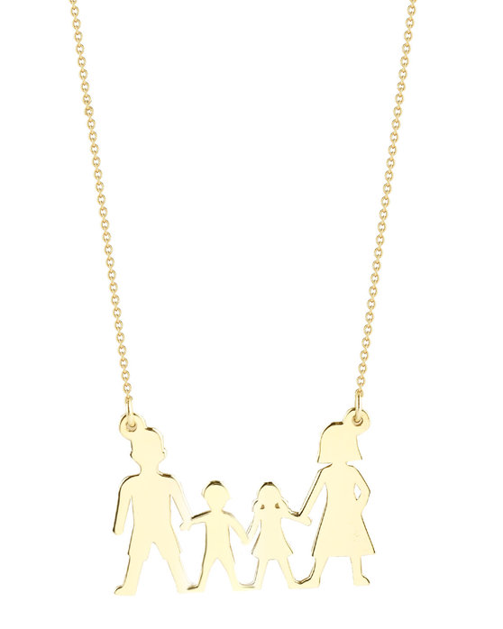 Κολιέ Ino&Ibo οικογένεια τετραμελής με αγοράκι και κοριτσάκι από χρυσό 9Κ