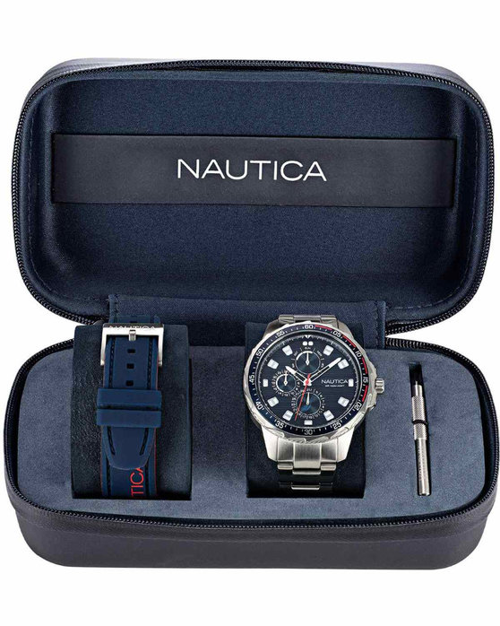 NAUTICA Coba Lake Silver Stainless Steel Bracelet Gift Set