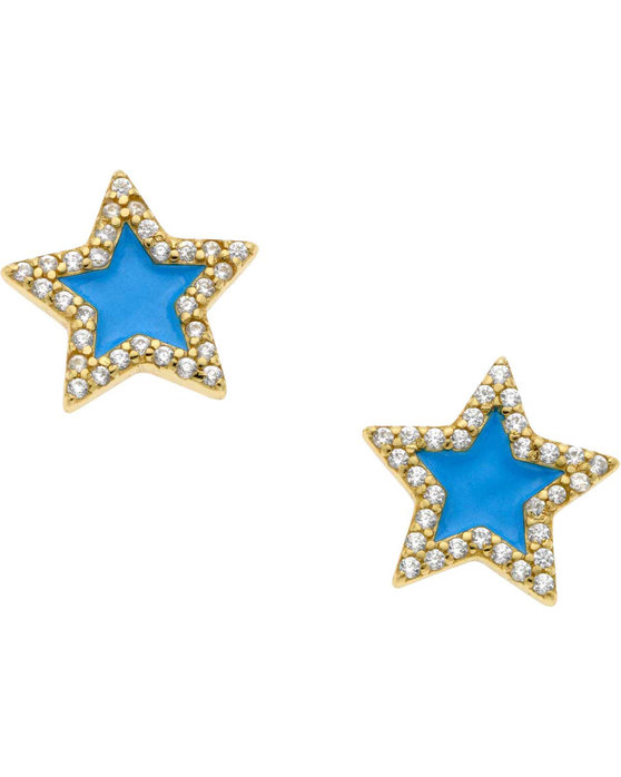 Σκουλαρίκια BREEZE με αστέρι από ασήμι 925 με σμάλτο και ζιργκόν