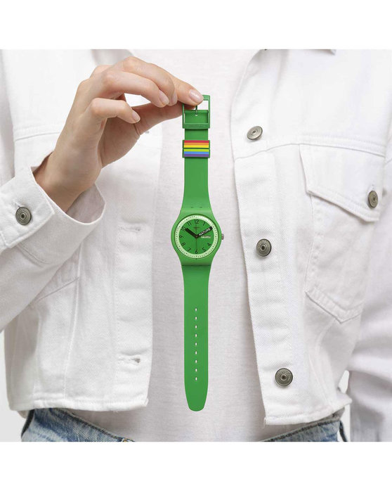 SWATCH Proudly Green Green Silicone Strap