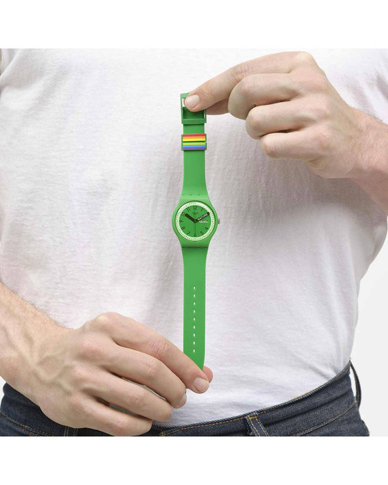 SWATCH Proudly Green Green Silicone Strap