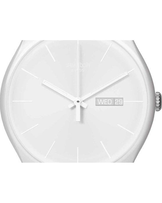 SWATCH White Rebel with White Silicone Strap