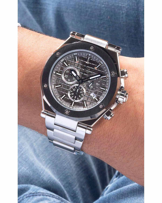 GUESS Collection Legacy Chronograph Silver Stainless Steel Bracelet