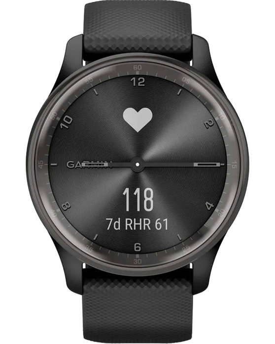 GARMIN Vivomove Trend Slate Bezel with Black Case and Silicone Band