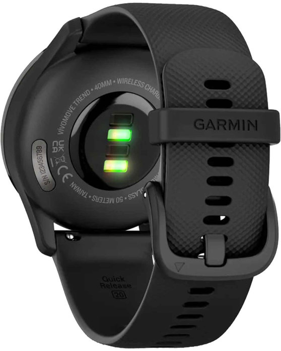 GARMIN Vivomove Trend Slate Bezel with Black Case and Silicone Band