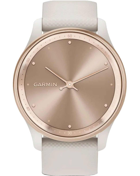 GARMIN Vivomove Trend Peach Gold Bezel with White Cream Case and Silicone Band