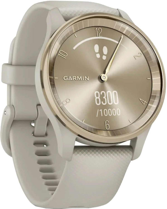 GARMIN Vivomove Trend Cream Gold Bezel with French Grey Case and Silicone Band