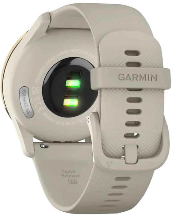 GARMIN Vivomove Trend Cream Gold Bezel with French Grey Case and Silicone Band