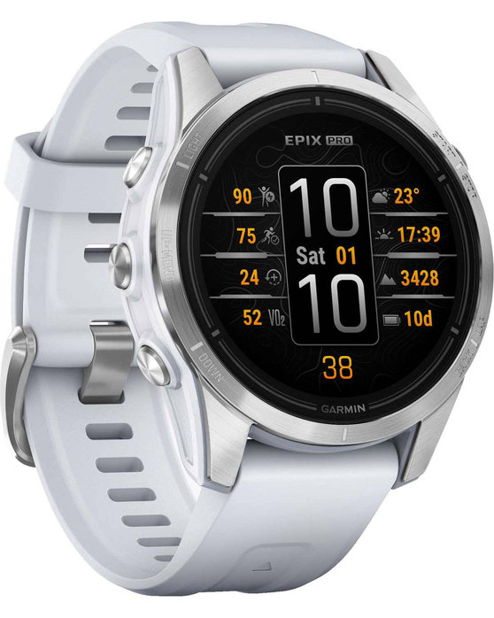 GARMIN Epix Pro Silver with Whitestone Silicone Band