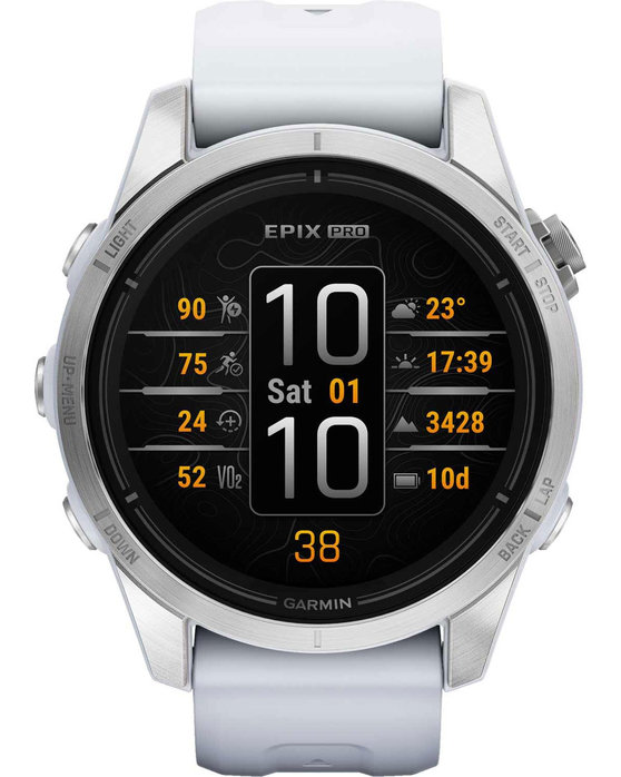 GARMIN Epix Pro Silver with Whitestone Silicone Band